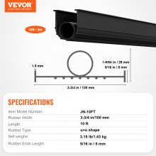 VEVOR Kit de Juntas de Umbral para Puerta de Garaje 3,04 m PVC Impermeable Negro