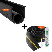 VEVOR Kit de Juntas de Umbral para Puerta de Garaje 3,04 m PVC Impermeable Negro