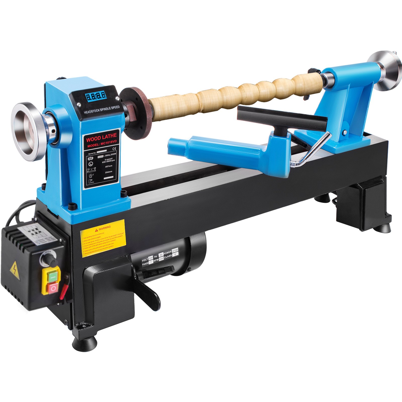 VEVOR Torno de Madera de Sobremesa de Lectura Digital 550W Torno de Velocidad Variable de Máquina de Torno de Torneado de Madera  220 V  50Hz