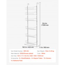 VEVOR Estante de Almacenamiento para Puerta 6 Niveles 42 x 18 x 133 cm, Blanco
