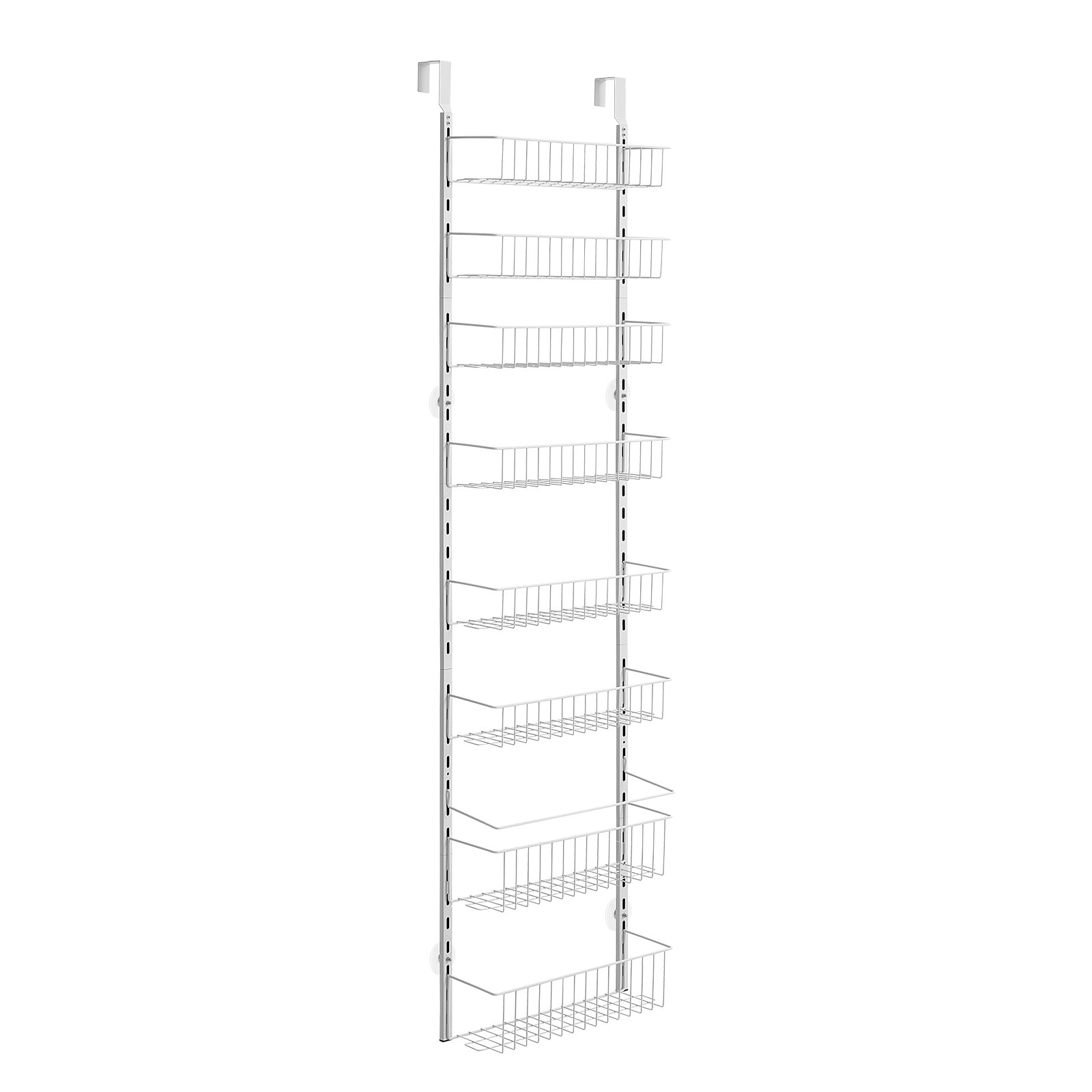 VEVOR Pantry Organizer Over-the-Door Storage, 8-Tier Hanging Spice Racks Made of Steel, Adjustable Wall-Mounted Storage Shelves, for Home Kitchen Bathroom, White