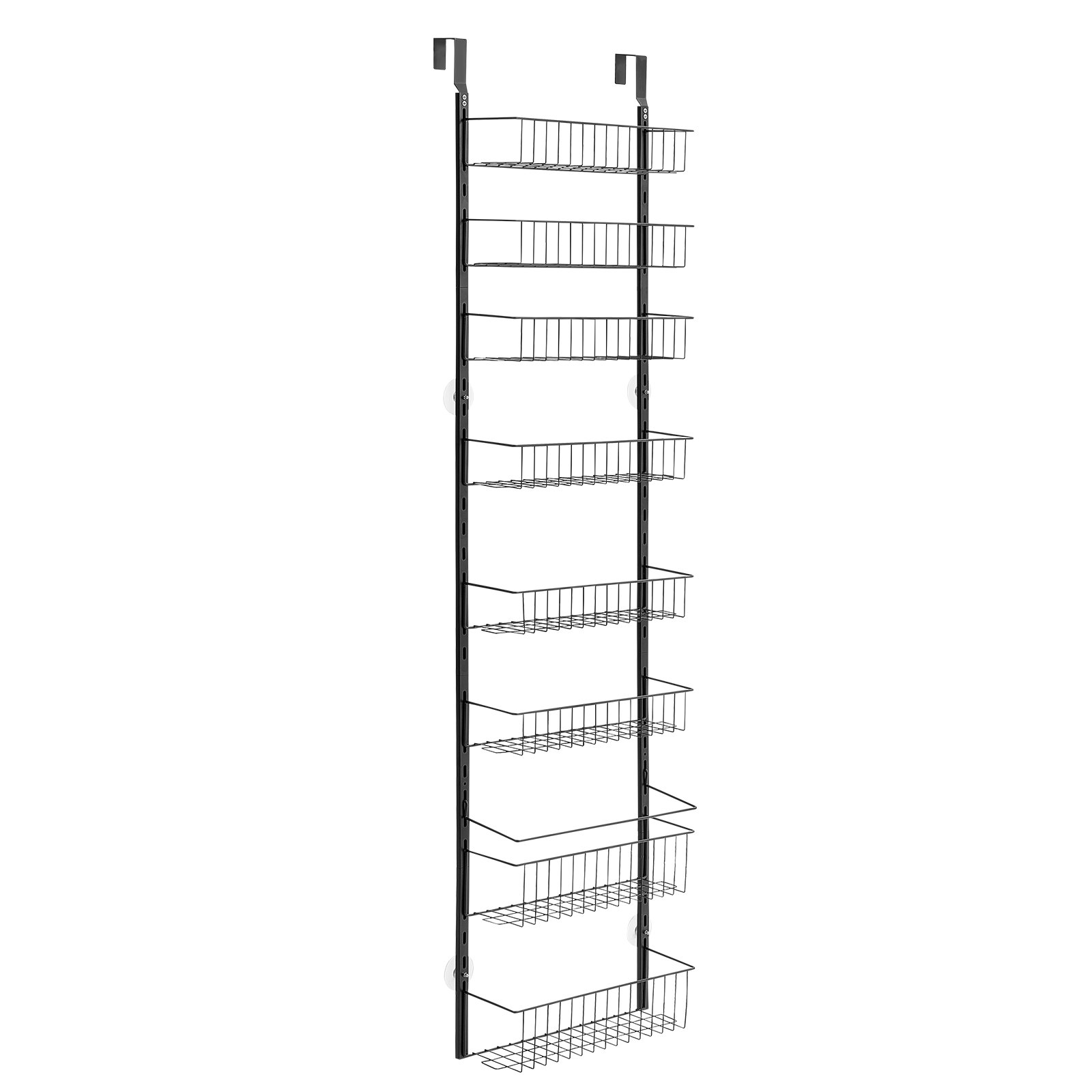 VEVOR Pantry Organizer Over-the-Door Storage, 8-Tier Hanging Spice Racks Made of Steel, Adjustable Wall-Mounted Storage Shelves, for Home Kitchen Bathroom, Black