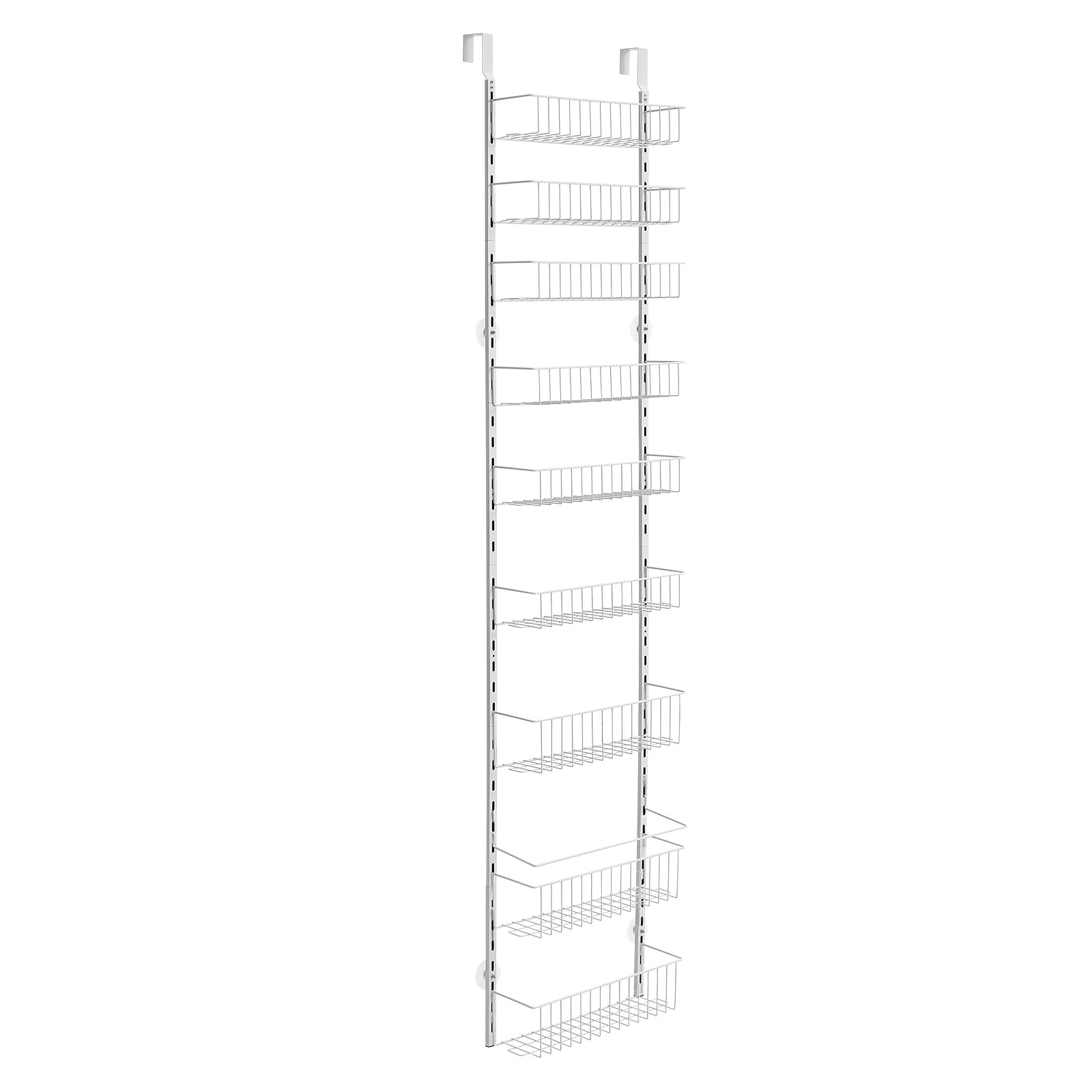 VEVOR Pantry Organizer Over-the-Door Storage, 9-Tier Hanging Spice Racks Made of Steel, Adjustable Wall-Mounted Storage Shelves, for Home Kitchen Bathroom, White