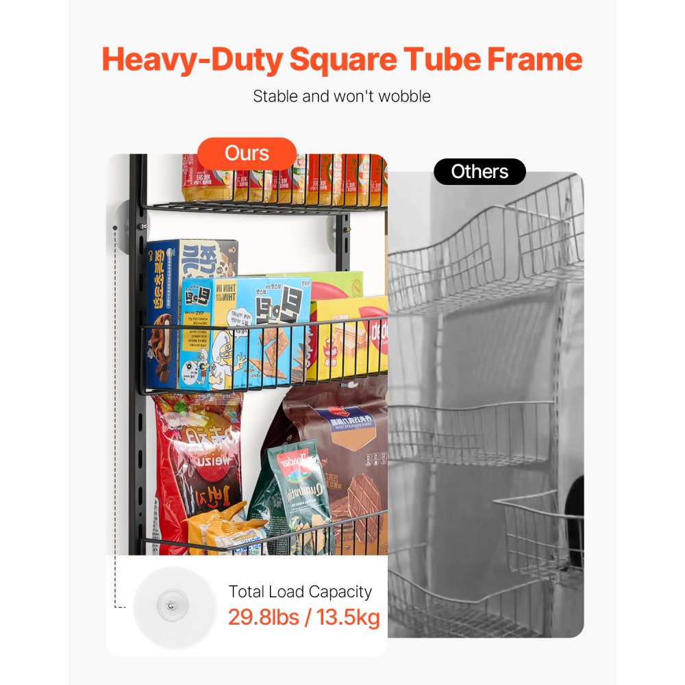 VEVOR Estante de Almacenamiento para Colgar Puerta 9 Niveles Organizador de despensa para puerta 42 x 18 x 195 cm Estante de Especias Colgante de Acero para Hogar, Cocina, Lavadero, Baño, Negro