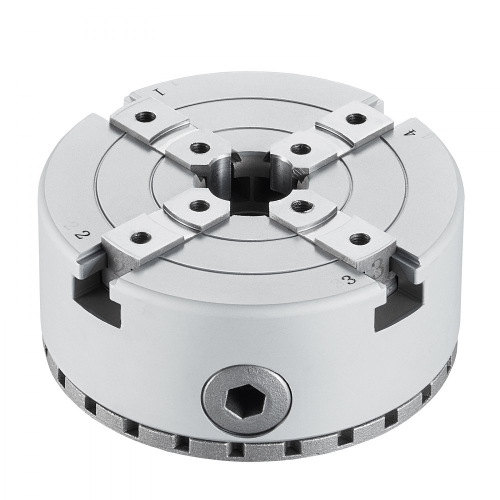 VEVOR Portabrocas de Torno φ70 mm Mandril de Torno de 4 Mordazas KP2-3/4 Mandril de Torneado de Madera Autocentrante con Llave en T y Accesorios para Tornos Mecanizado de Precisión Rectificado Fresado
