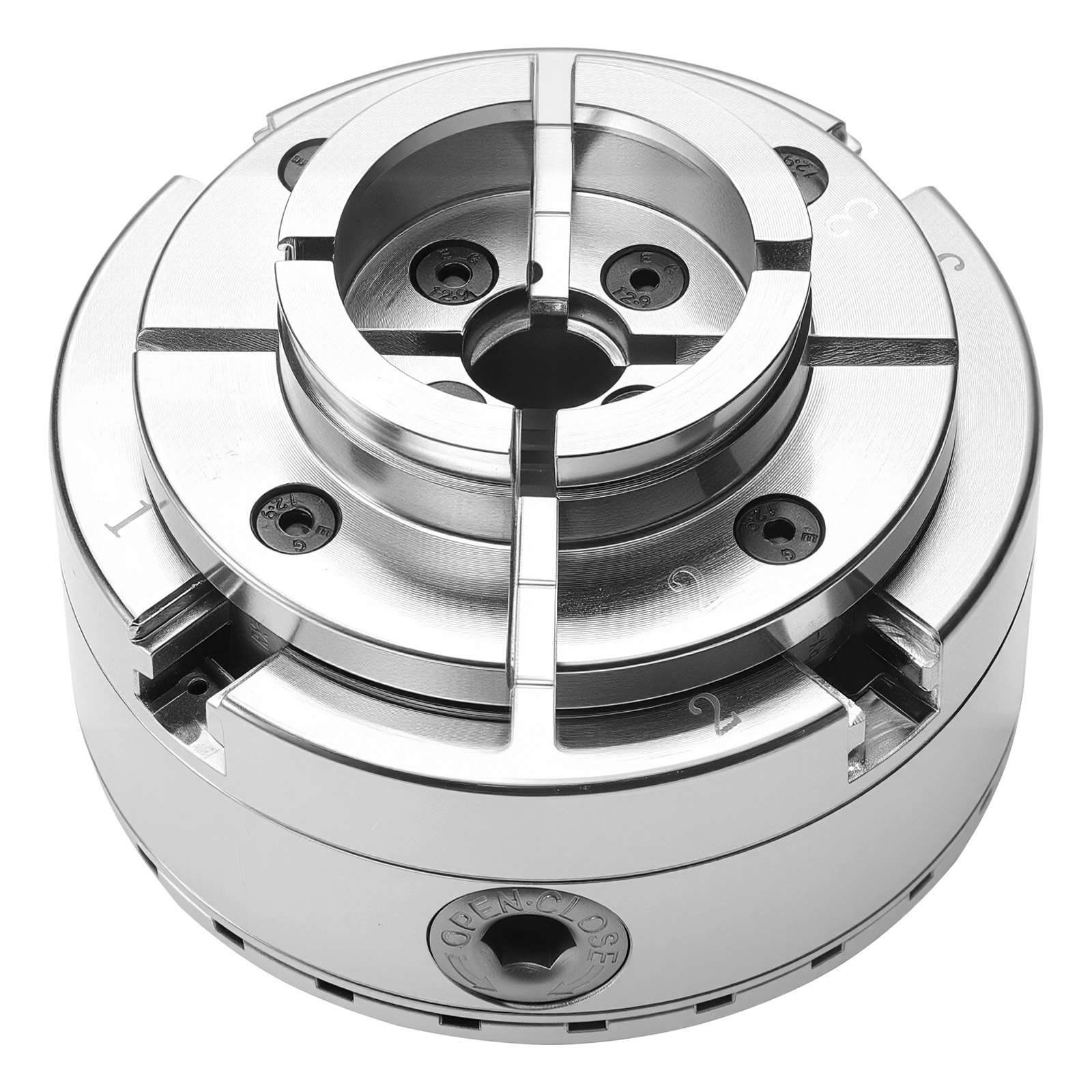 VEVOR Mandril para Torno de Madera 4 pulgadas 4 Mordazas, Juego de Mandril Autocentrante con Engranaje Cónico, Rosca de 1 pulgada x 8TPI, 5 Mandriles de Redondo, Plano, Escalonado, Pasador