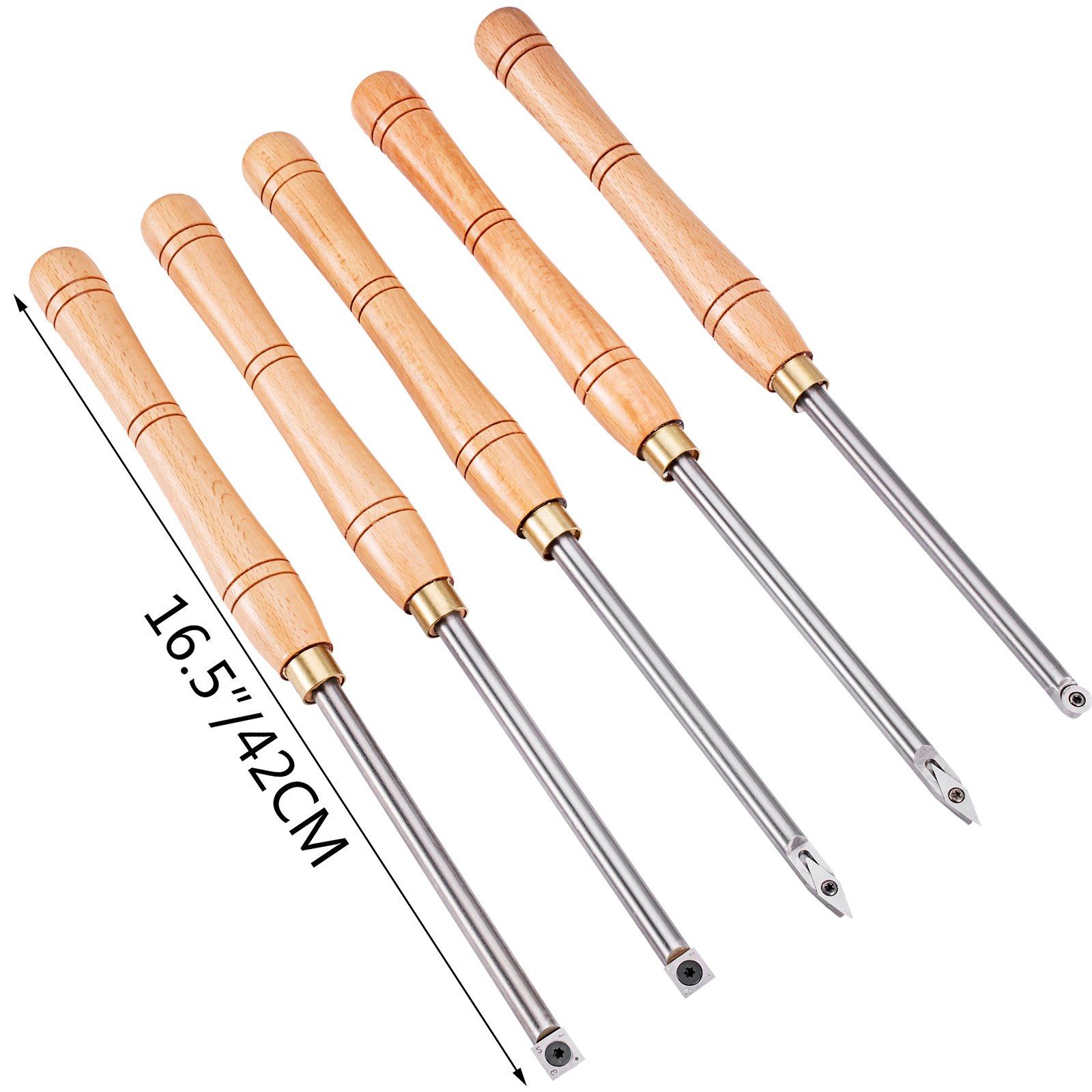 VEVOR Tornos para madera 5 piezas Manija Madera De Haya Torneado Carburo con Mango 250mm