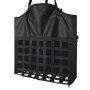 VEVOR Bolsa de Heno para Caballos, 55 x 18,5 x 64 cm, Agujeros 46 x 46 mm, Fabricada en Nailon, con Revestimiento Impermeable de PVC, Correas de Suspensión Ajustables y Ganchos Metálicos, Negro