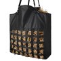 VEVOR Bolsa de Heno para Caballos, 55 x 18,5 x 64 cm, Agujeros 46 x 46 mm, Fabricada en Nailon, con Revestimiento Impermeable de PVC, Correas de Suspensión Ajustables y Ganchos Metálicos, Negro