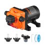 VEVOR Bomba de Diafragma de Agua 12 V Caudal de 3,5 GPM Presión Nominal de 55 PSI, Ajustable de 40 a 80 PSI, Pulverizadora Autocebante con Presostato para Autocaravanas, Caravanas, Embarcaciones