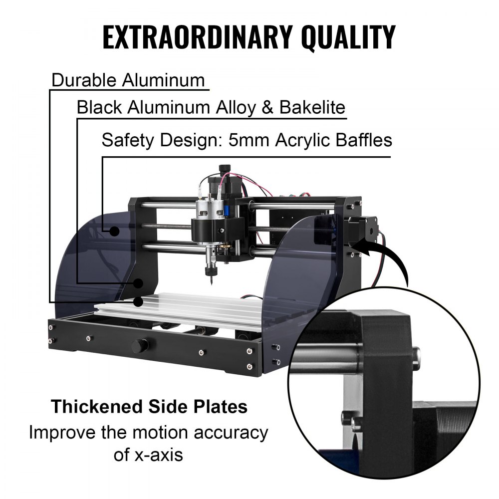 VEVOR Cnc 3018 Pro Cnc Router 2,5W Láser 3 Ejes Control Grbl Máquina de Grabado Láser 300 × 180 × 45mm Fresadoras para madera para tallado Fresado de