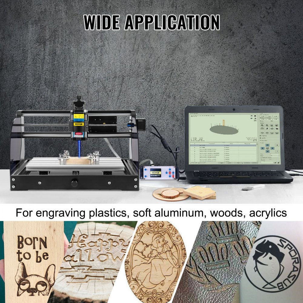 VEVOR Cnc 3018 Pro Cnc Router 2,5W Láser 3 Ejes Control Grbl Máquina de Grabado Láser 300 × 180 × 45mm Fresadoras para madera para tallado Fresado de