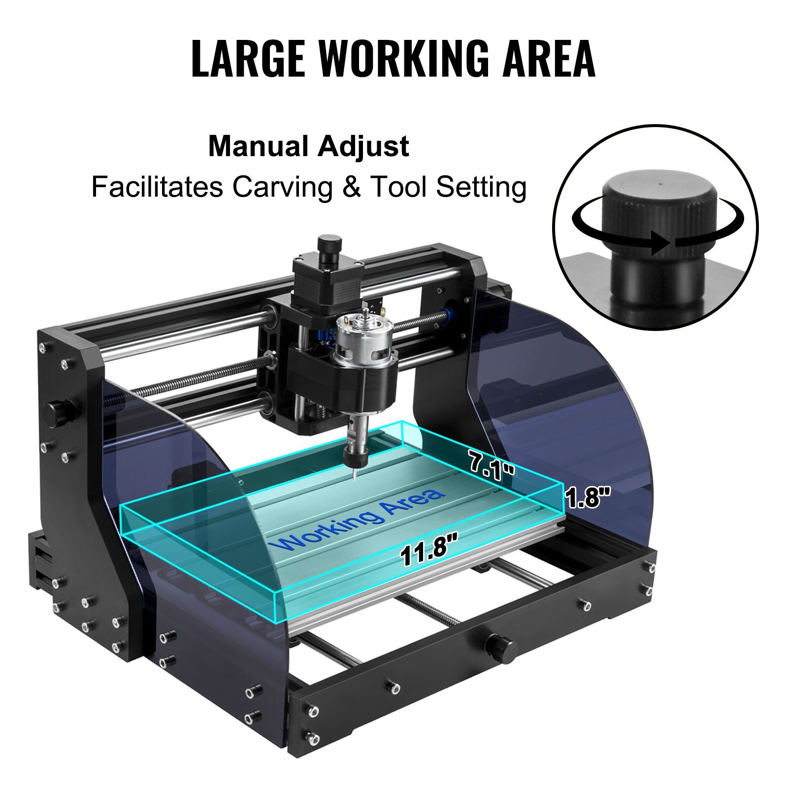 VEVOR Cnc 3018 Pro Cnc Router 2,5W Láser 3 Ejes Control Grbl Máquina de Grabado Láser 300 × 180 × 45mm Fresadoras para madera para tallado Fresado de