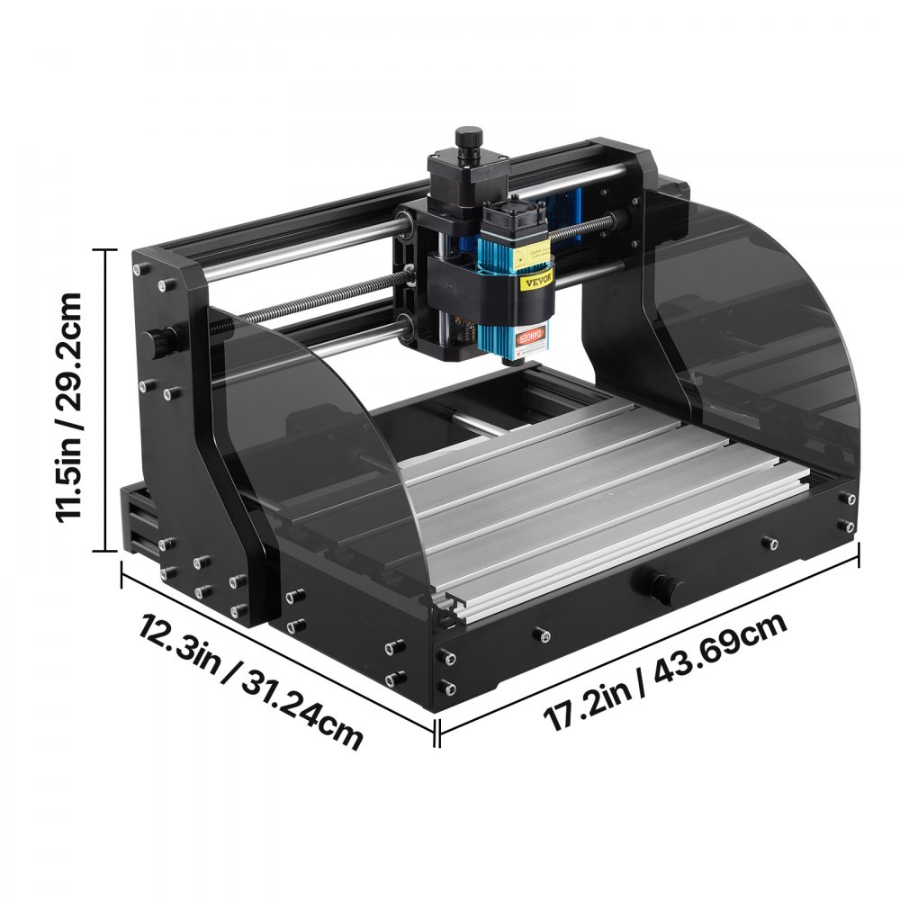 VEVOR CNC 3018 Pro Router CNC 5,5W Láser, 3 Ejes, Control GRBL, Máquina de Grabado Láser, Fresadoras para Madera 300 × 180 × 45 mm, para Tallado Fresado Plástico, Acrílico, PVC, Madera