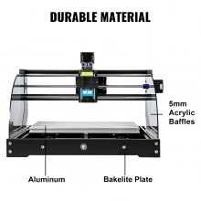 VEVOR CNC 3018 Pro Router CNC 5,5W Láser, 3 Ejes, Control GRBL, Máquina de Grabado Láser, Fresadoras para Madera 300 × 180 × 45 mm, para Tallado Fresado Plástico, Acrílico, PVC, Madera