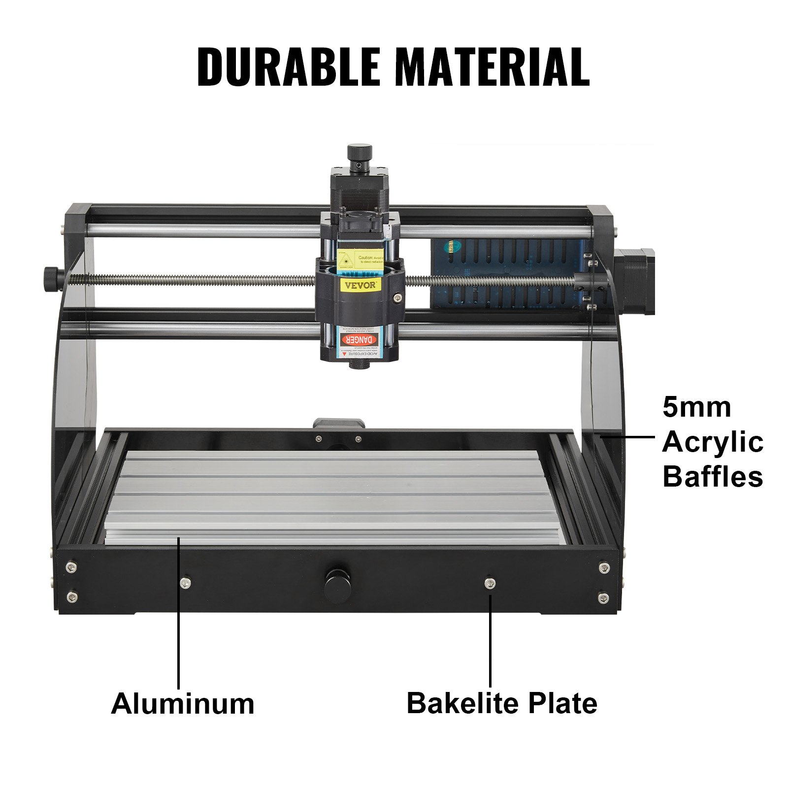 VEVOR CNC 3018 Pro Router CNC 5,5W Láser, 3 Ejes, Control GRBL, Máquina de Grabado Láser, Fresadoras para Madera 300 × 180 × 45 mm, para Tallado Fresado Plástico, Acrílico, PVC, Madera