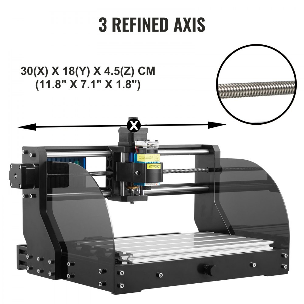 VEVOR CNC 3018 Pro Router CNC 500MW Láser 3 Ejes, Control GRBL, Máquina de Grabado Láser 300×180×45mm, Fresadoras para Madera para Tallado Fresado de Plástico, Acrílico, PVC, Madera