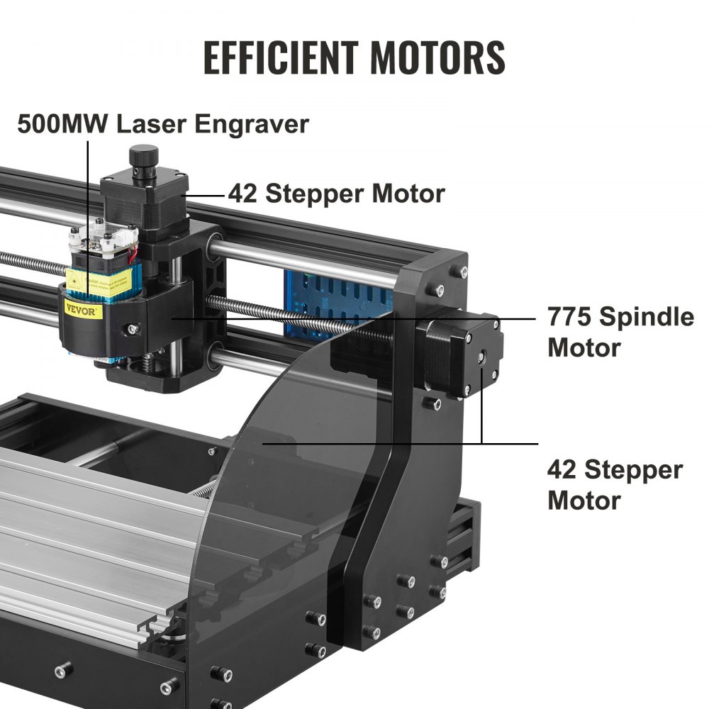 VEVOR CNC 3018 Pro Router CNC 500MW Láser 3 Ejes, Control GRBL, Máquina de Grabado Láser 300×180×45mm, Fresadoras para Madera para Tallado Fresado de Plástico, Acrílico, PVC, Madera