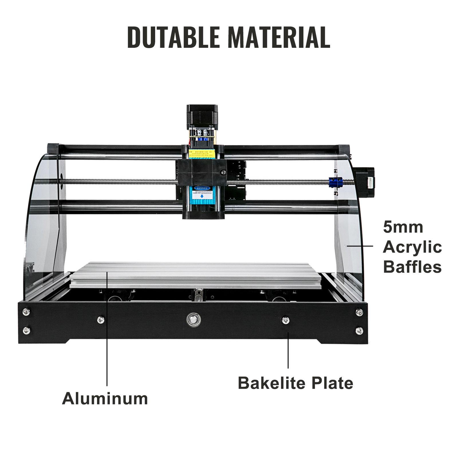 VEVOR Cnc 3018 Pro Router Cnc 500MW Láser 3 Ejes Control Grbl Máquina de Grabado Láser 300 × 180 × 45mm Fresadoras para madera para tallado Fresado de