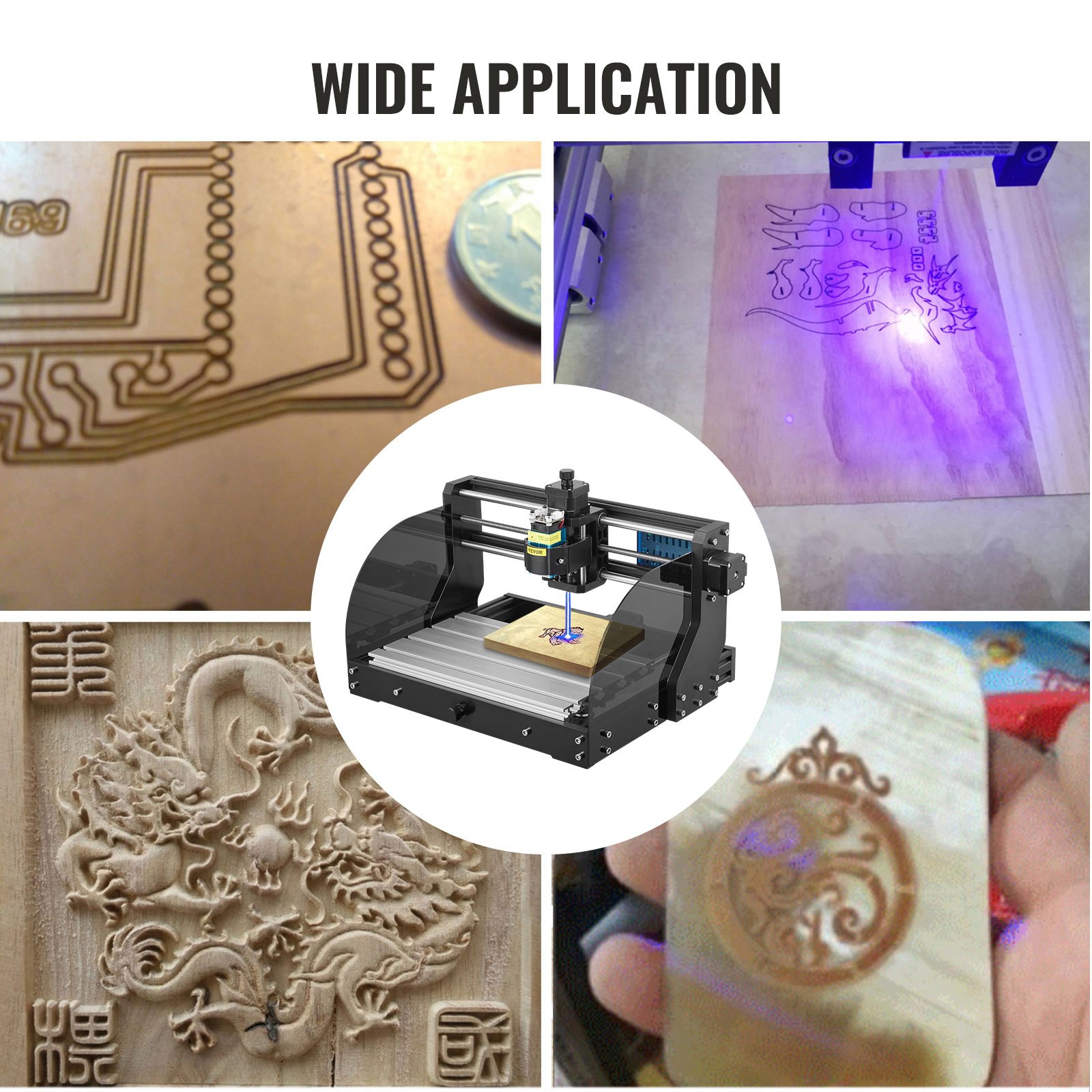 VEVOR CNC 3018 Pro Router CNC 500MW Láser 3 Ejes, Control GRBL, Máquina de Grabado Láser 300×180×45mm, Fresadoras para Madera para Tallado Fresado de Plástico, Acrílico, PVC, Madera