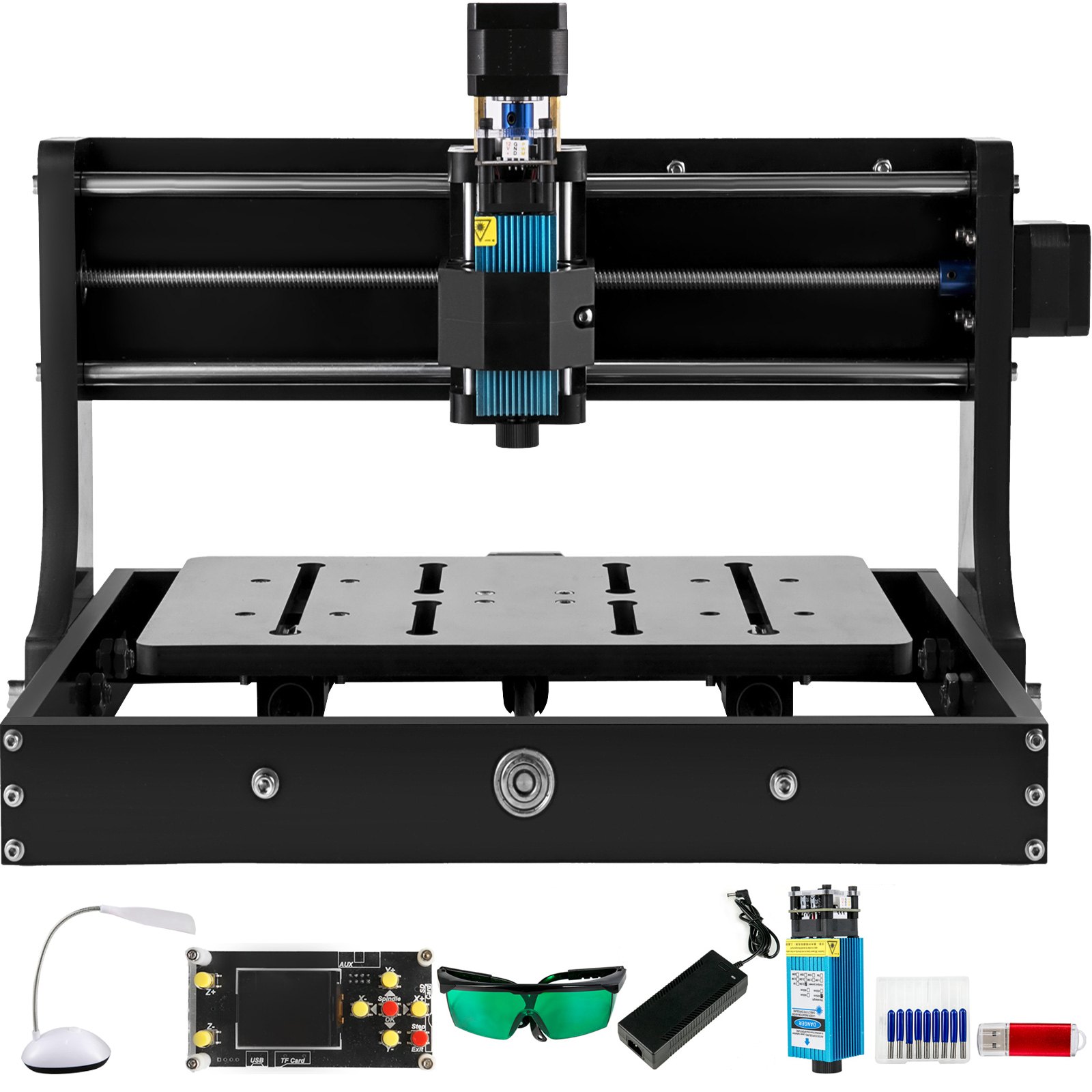 VEVOR Máquina de Grabado Láser CNC Madera 3020, Router Grabador de Láser 5,5W Máquina de Corte de Grabado Madera 3 Ejes Refinados Fresadoras Láser con Control GRBL Área de Grabado 300x200x40mm