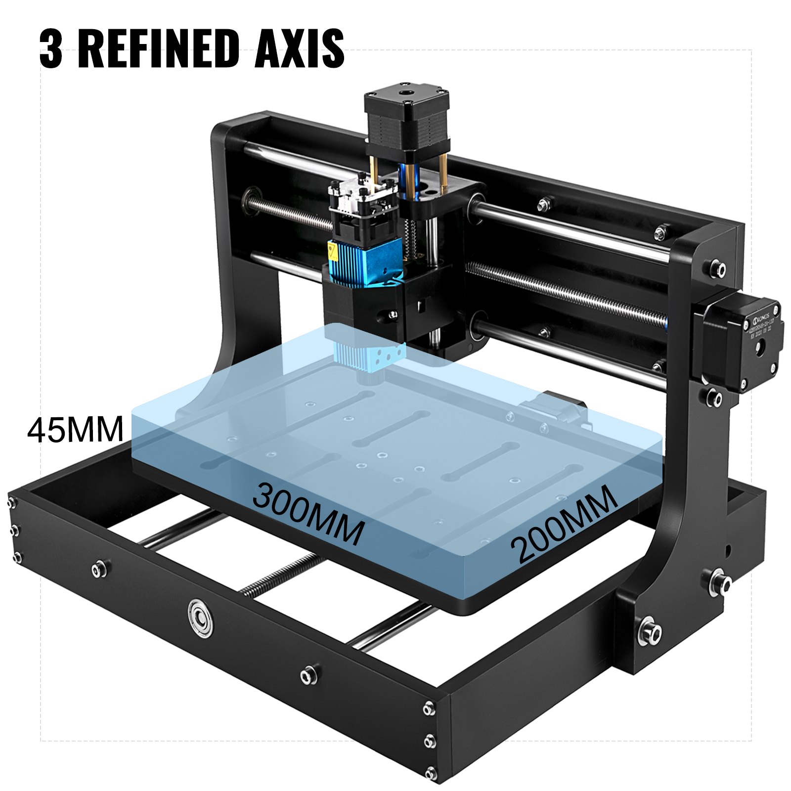 VEVOR Máquina de Grabado Láser CNC Madera 3020, Router Grabador de Láser 5,5W Máquina de Corte de Grabado Madera 3 Ejes Refinados Fresadoras Láser con Control GRBL Área de Grabado 300x200x40mm