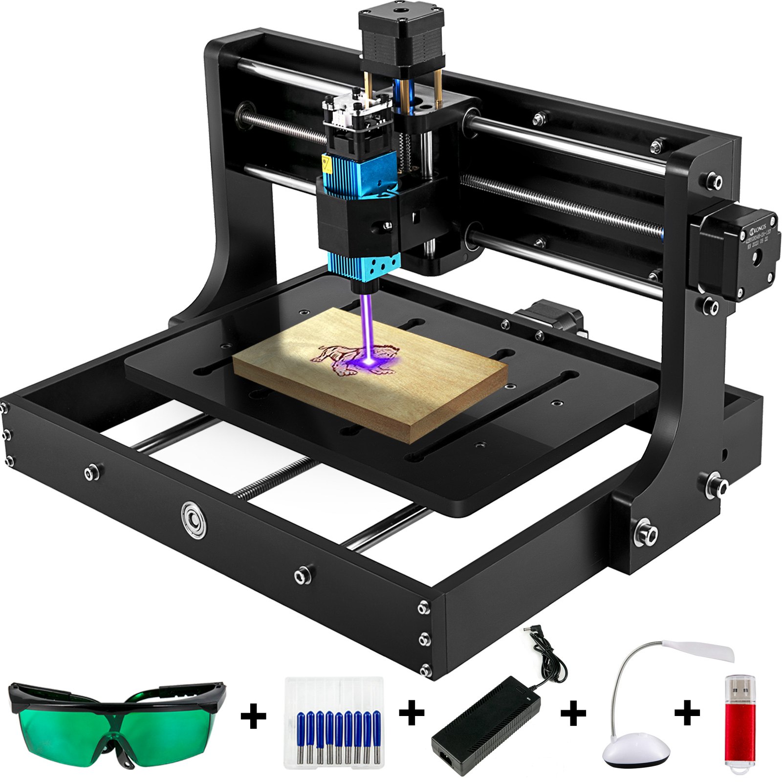 Vevor Máquina Grabadora Láser 3020 Cnc Madera 2,5 W, Grbl 3 Ejes, 300x200x40 Mm