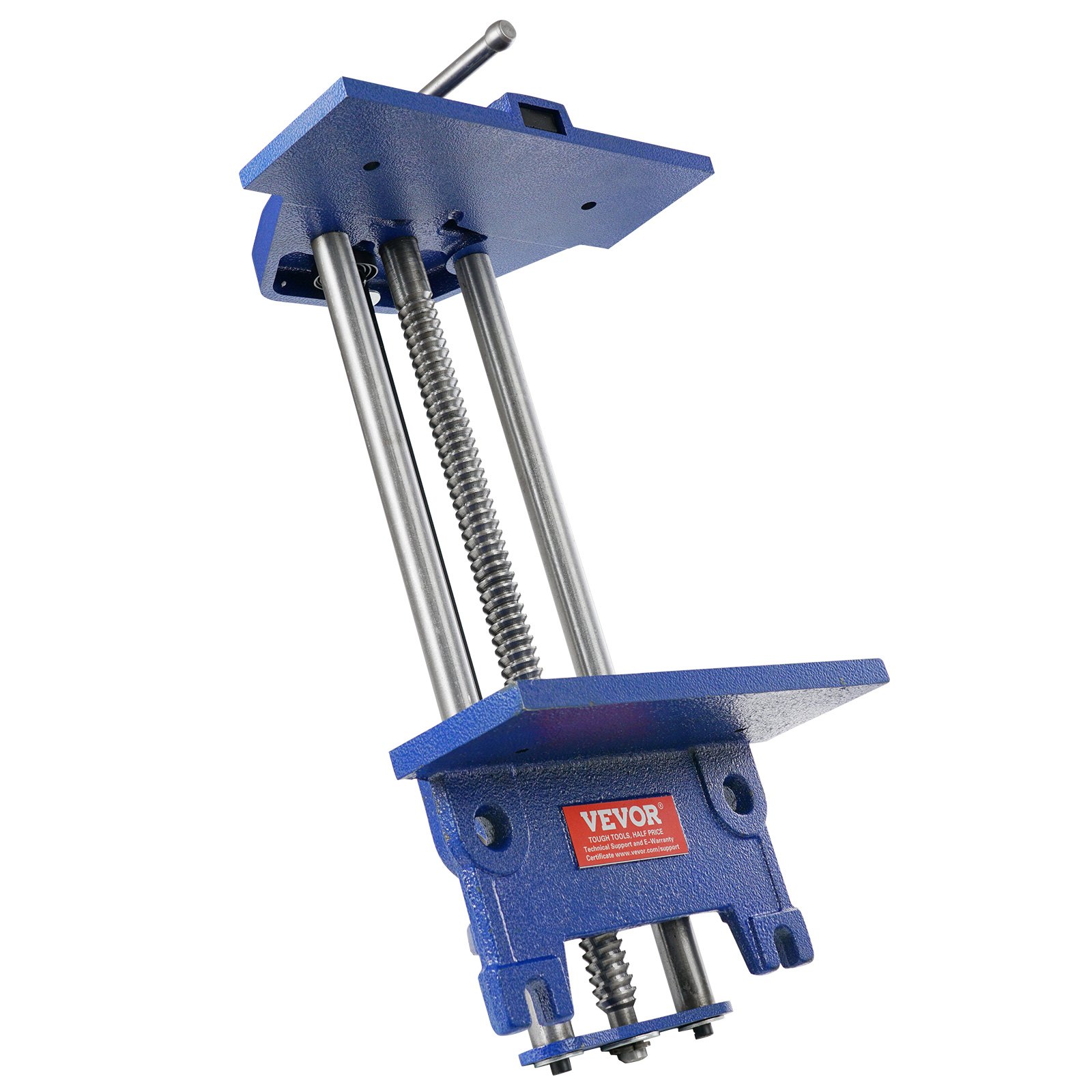 VEVOR Woodworking Vise, 110mm Clamping Depth, 335mm Opening Width, Parallel Vise made of Powder-Coated Cast Iron, 11KN Clamping Force, Φ15-74mm Clamping Range. Ideal for woodworking studios.