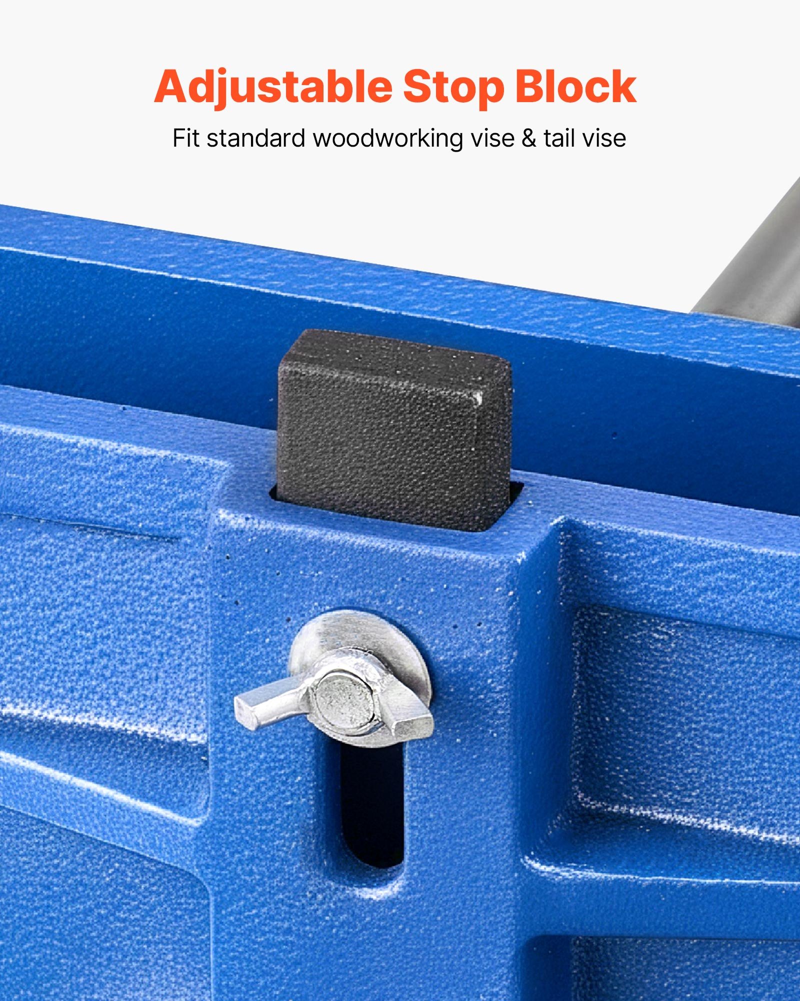 VEVOR Tornillo de Banco para Carpintería de Liberación Rápida, Ancho de Mordaza 18 cm, Apertura de Mordaza 20 cm, Construcción de Hierro Fundido, con Tope Frontal Ajustable, 400 x 180 x 160 mm