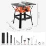 VEVOR Table Saw with Stand, 254 mm, 1800 W Construction Saw, 200 mm Max. Cutting Capacity, 4800 rpm Cutting Speed, with 24-Tooth Saw Blade, Miter Saw for Woodworking and Furniture Making