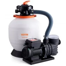 VEVOR Bomba de Filtro de Arena para Piscinas Elevadas, 350 mm 13000 L/h Sistema de Bomba y Filtro con Válvula Multipuerto de 6 Vías y Cesta de Filtro para Piscinas Domésticas y Comerciales