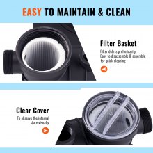 Bomba de filtro de arena VEVOR para piscinas elevadas, 400 mm, 18 000 l/h, 850 W, conjunto combinado de bombas y filtros para piscinas con válvula multipuerto de 6 vías y cesta de filtro, para piscinas domésticas y comerciales