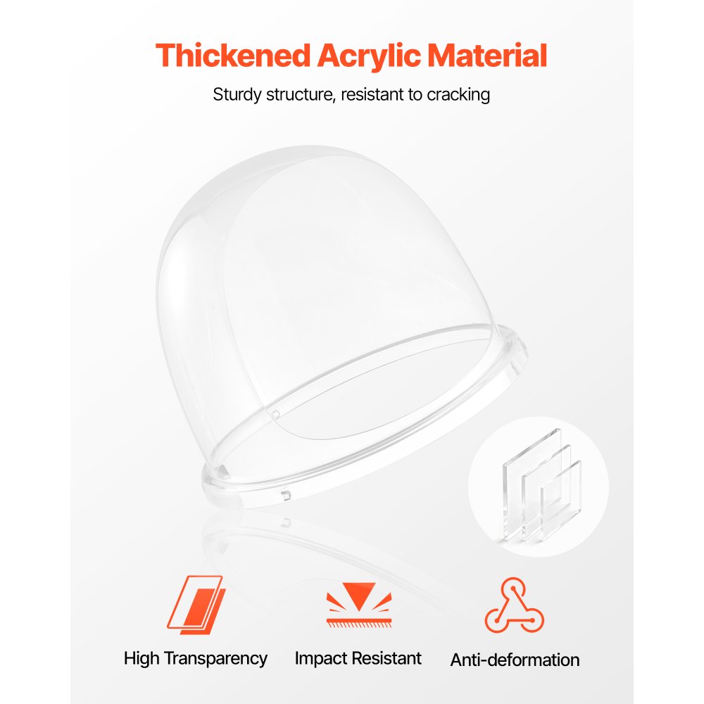 VEVOR Cubierta para Máquina de Algodón de Azúcar, Cúpula Acrílica Transparente, Compatible con Recipiente de Máquina de Algodón de Azúcar 381 mm, para Fiestas, Tiendas, Diseño de Ranura Inferior