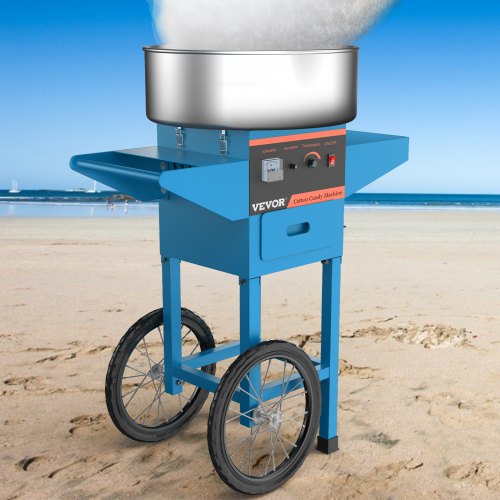 VEVOR Máquina de Algodón de Azúcar 220V Azul Algodonera de Azúcar Cotton Candy Machine Máquina Profesional para Hacer Nubes de Azúcar con Carrito
