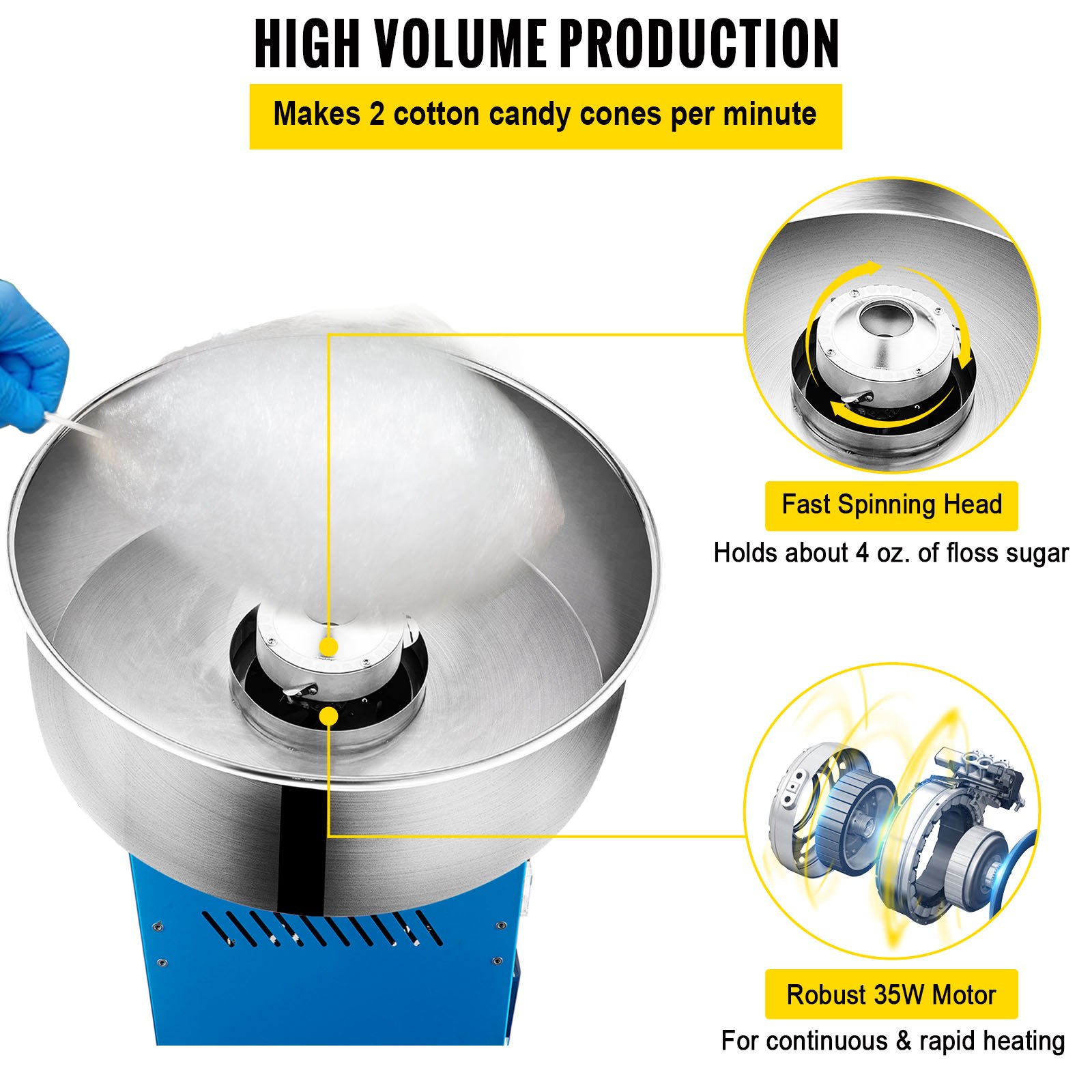 Máquina eléctrica comercial de algodón de azúcar / Floss Maker con tapa