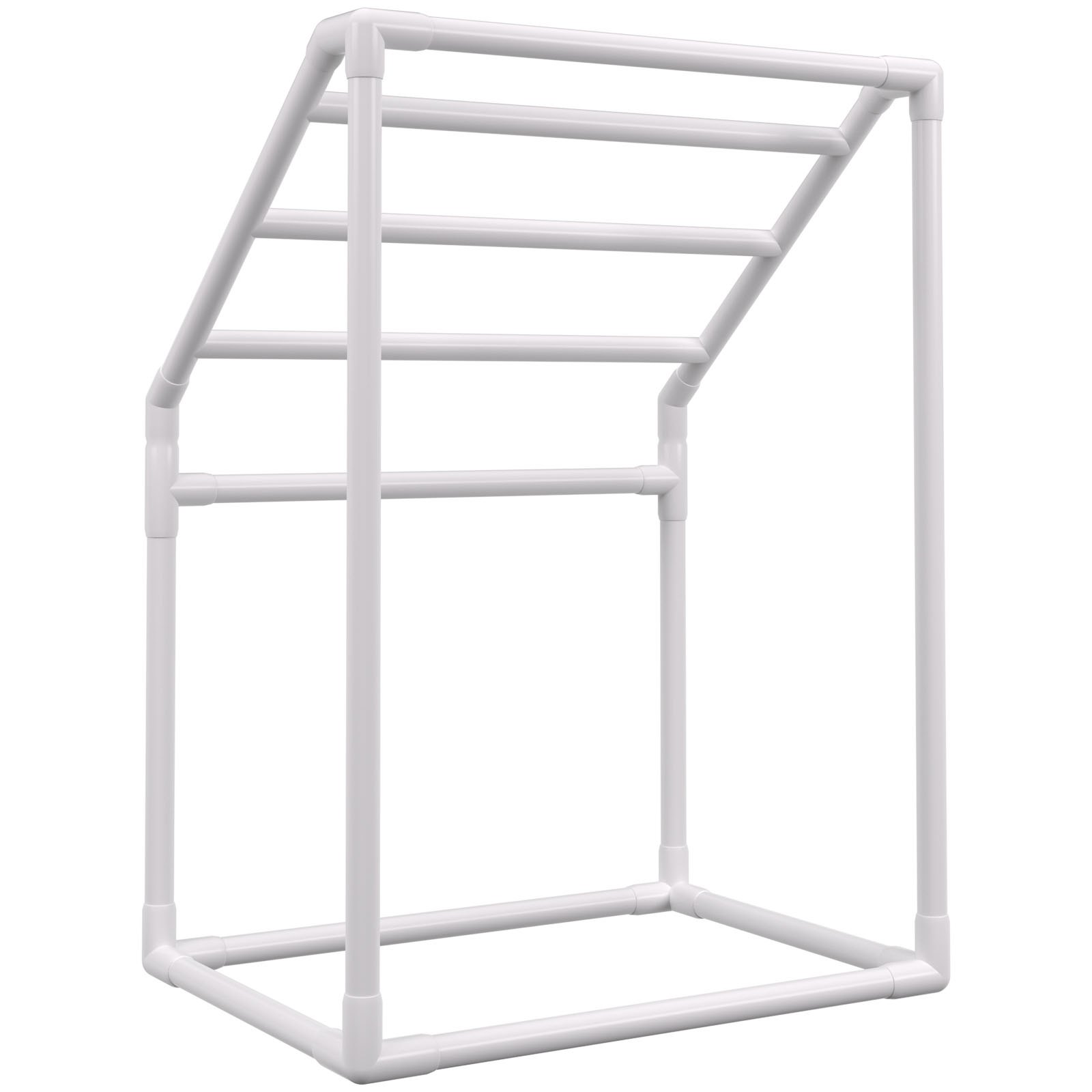 VEVOR Towel Rack with 5 Towel Bars, Freestanding, Spa & Swimming Pool Towel Holder, 94 x 60 x 127 cm, White, Load Capacity 25 kg, PVC Towel Stand with 8 Towel Clips & 1 Hook