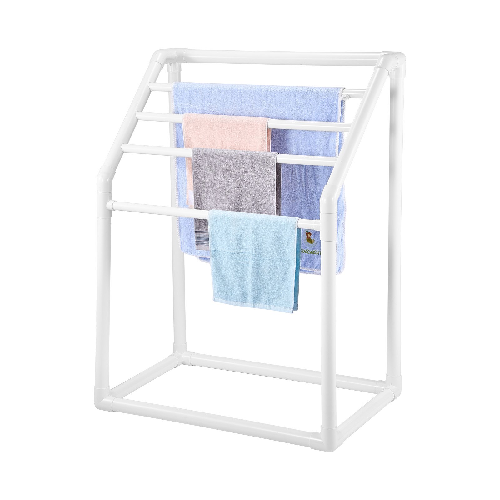 VEVOR Toallero Independiente de 5 Barras Toallero de Baño Blanco Toallero de PVC Carga de 25 kg Organizador de Servilletas Fácil de Montar Colgador de Toallas para Piscina Baño Spa Exterior Interior