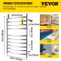 VEVOR Radiador Toallero Eléctrico 10 Barras Calentador de Toallas 220V 120W Toallero Calentado Acero Inoxidable Secatoallas de Baño IP55 2 Modos Seca y Calienta Toallas Carga de 11 libras Diseño Curvo