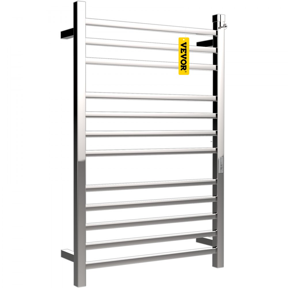 VEVOR Radiador Toallero Eléctrico 12 Barras Calentador de Toallas 220V 135W Toallero Calentado Acero Inoxidable Secatoallas de Baño IP55 2 Modos Seca y Calienta Toallas Capacidad de Carga de 11 libras