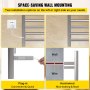 VEVOR Toallero con calefacción, diseño de 6 Barras, Calentador de Toallas eléctrico de Acero Inoxidable Pulido con Temporizador Integrado, Montaje en Pared para baño, Enchufe/cableado, Certificado UL