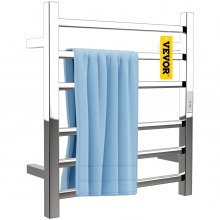 VEVOR Toallero con calefacción, diseño de 6 Barras, Calentador de Toallas eléctrico de Acero Inoxidable Pulido con Temporizador Integrado, Montaje en Pared para baño, Enchufe/cableado, Certificado UL