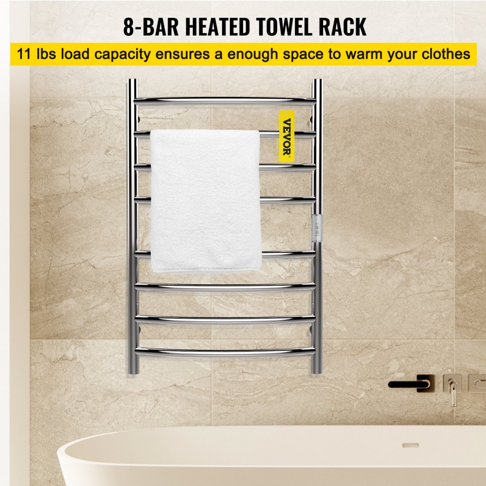 APUM Toallero térmico de pie, calentador de toallas eléctrico  de acero inoxidable de 8 bares, estante de secado termostático montado en  la pared del baño (C) : Hogar y Cocina