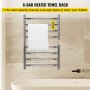 VEVOR Radiador Toallero Eléctrico 8 Barras Calentador de Toallas 220V 125W Toallero Calentado Acero Inoxidable Secatoallas de Baño IP55 2 Modos Seca y Calienta Toallas Carga de 11 Libras Diseño Curvo