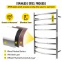 VEVOR Radiador Toallero Eléctrico 8 Barras Calentador de Toallas 220V 125W Toallero Calentado Acero Inoxidable Secatoallas de Baño IP55 2 Modos Seca y Calienta Toallas Carga de 11 Libras Diseño Curvo