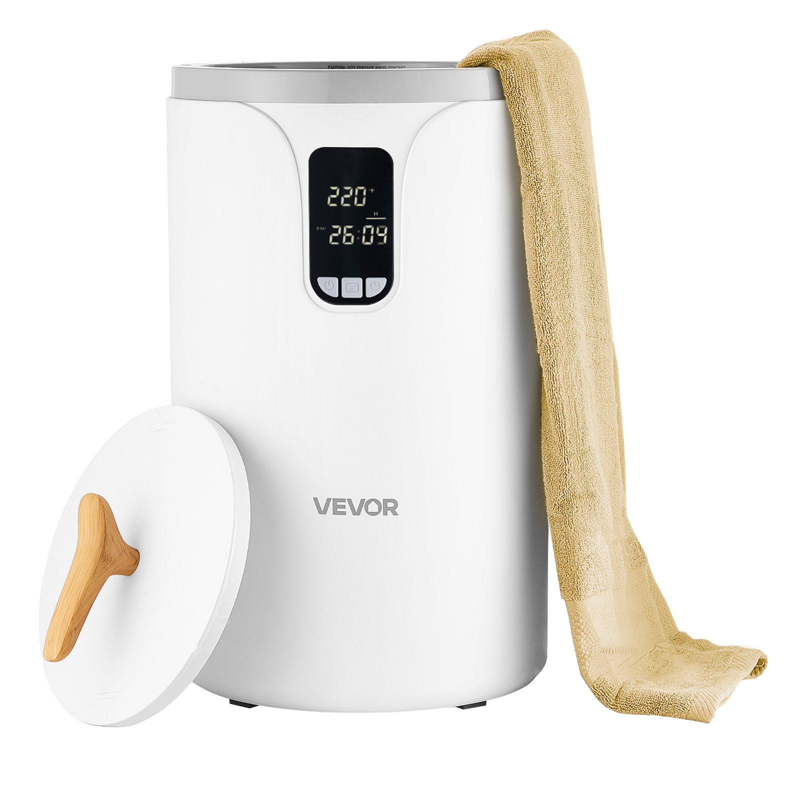 VEVOR Calentador de Toallas de 20 L con Pantalla LED Calentador de Mantas Apagado Automático Temporizador de 3 Niveles Bloqueo de Seguridad Secador de Toallas Portátil para Spa, Hogar, Baño, Blanco