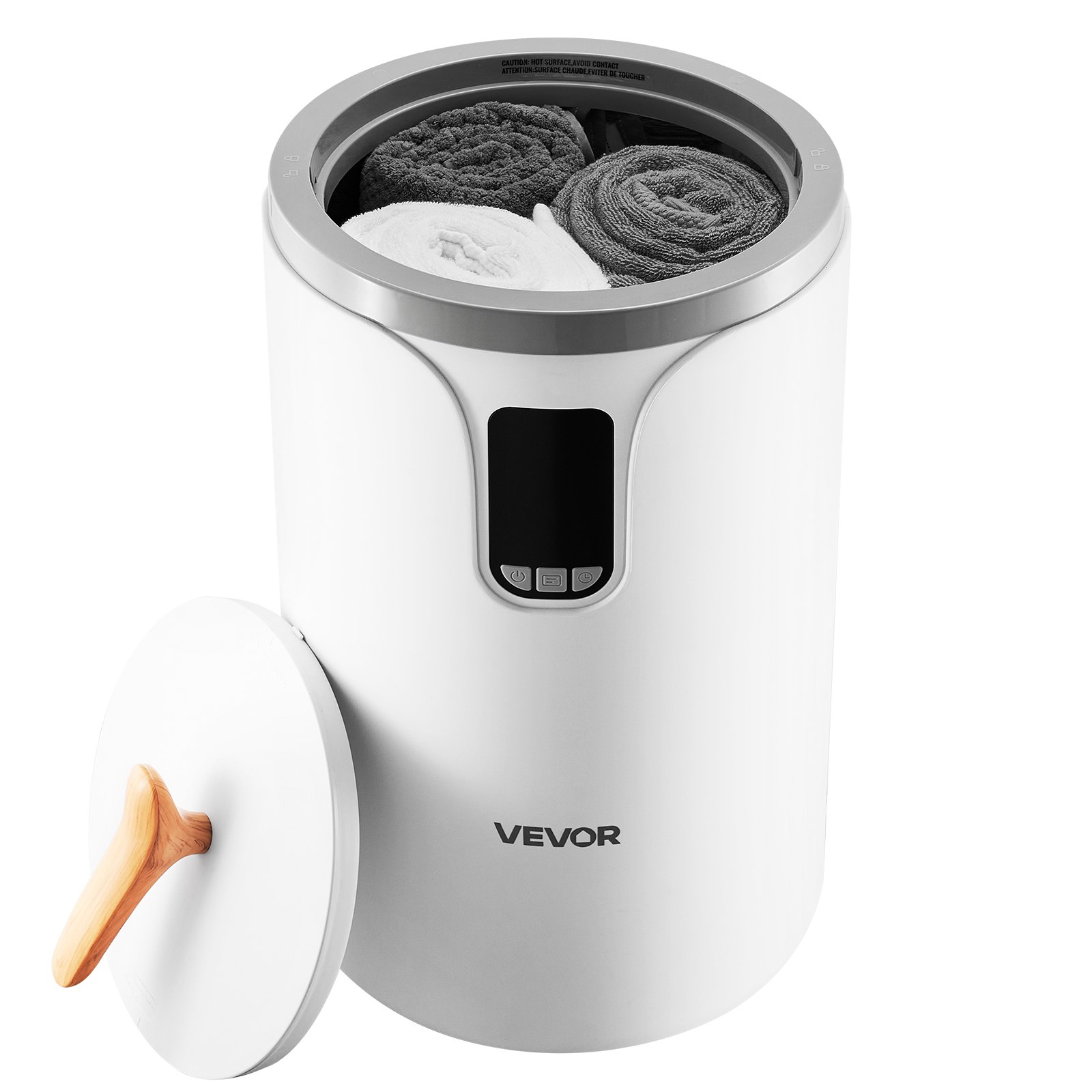 VEVOR Calentador de Toallas de 20 L con Pantalla LED Calentador de Mantas Apagado Automático Temporizador de 3 Niveles Bloqueo de Seguridad Secador de Toallas Portátil para Spa, Hogar, Baño, Blanco