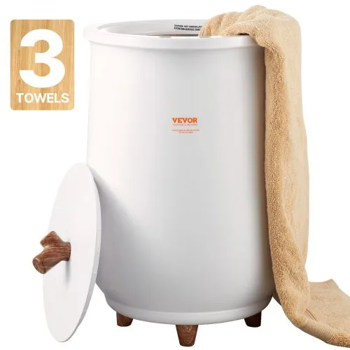 VEVOR Calentador de Toallas Portátil Cubo de 20 L Duración y Temperatura Ajustables con Luz LED Secador de Toallas Mantas Albornoces Apagado Automático para Cuidado Facial Spa Masaje Baño, Blanco