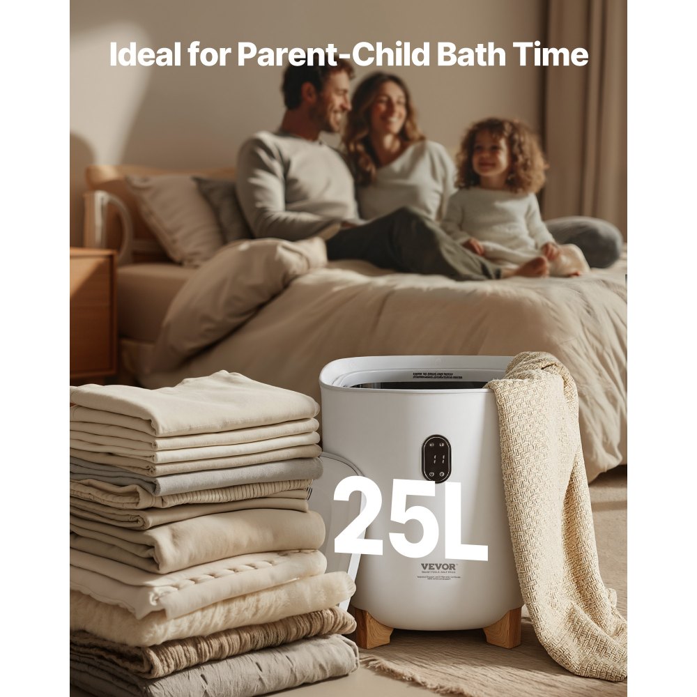 VEVOR Calentador de Toallas 25 L con Pantalla LED y Columnas Calefactoras en Parte Inferior Calentador de Toallas Inteligente con Temporizador Ajustable para Baño, Manta y Pijama, Apagado Automático