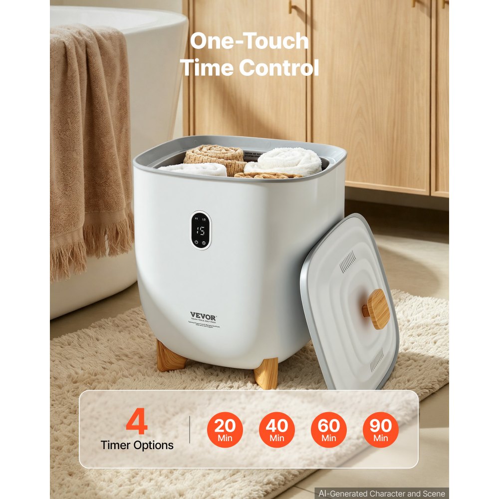 VEVOR Calentador de Toallas 25 L con Pantalla LED y Columnas Calefactoras en Parte Inferior Calentador de Toallas Inteligente con Temporizador Ajustable para Baño, Manta y Pijama, Apagado Automático