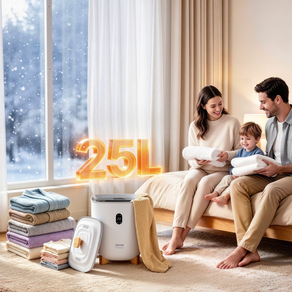 VEVOR Calentador de Toallas 25 L con Pantalla LED y Columnas Calefactoras en Parte Inferior Calentador de Toallas Inteligente con Temporizador Ajustable para Baño, Manta y Pijama, Apagado Automático